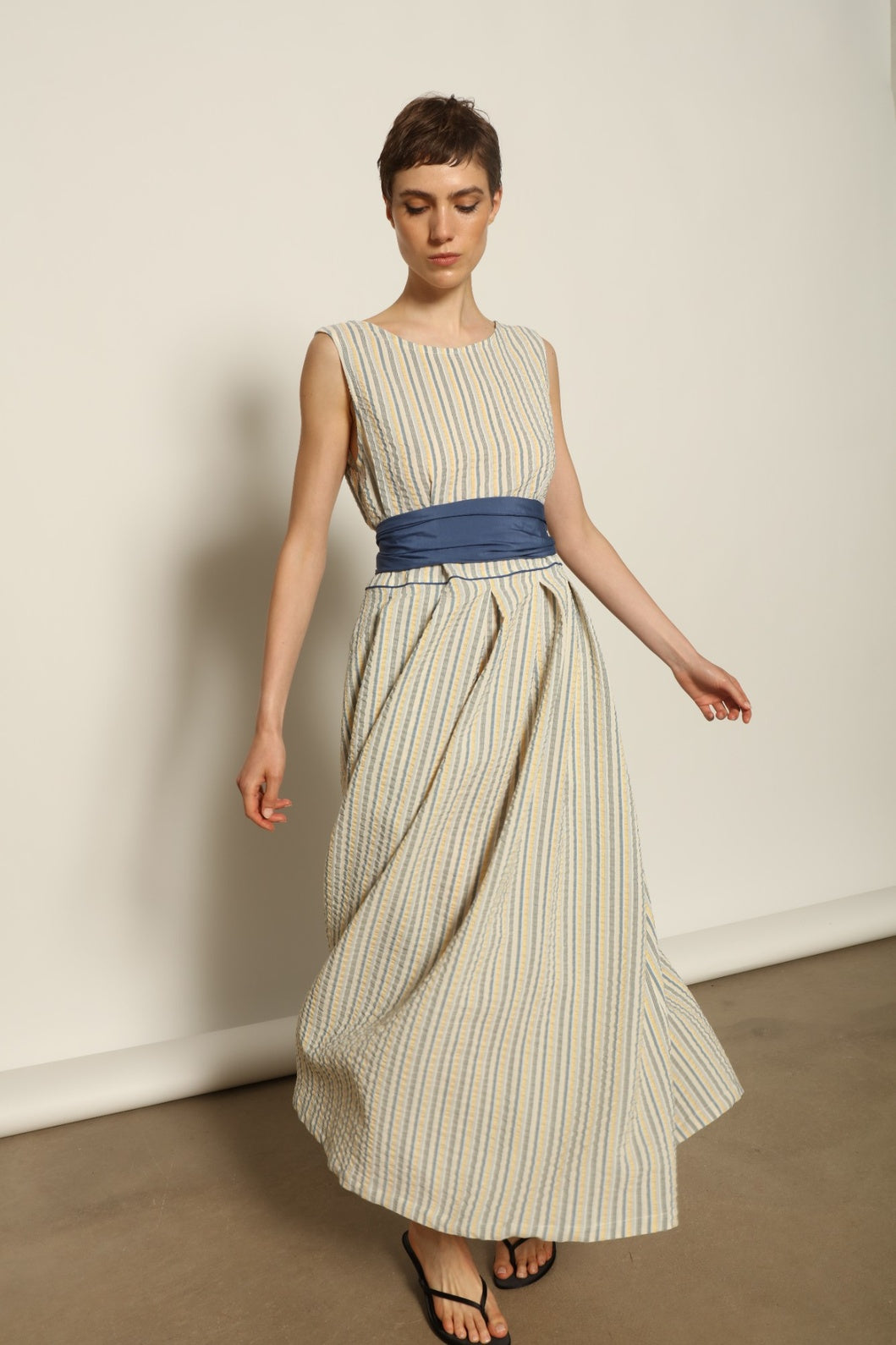 Tamara Seersucker Silk Dress - House of Woven Stories