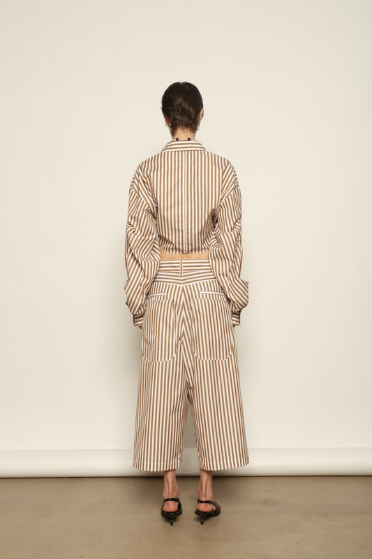 Carla Rust Striped Bermuda - Maison Jejia