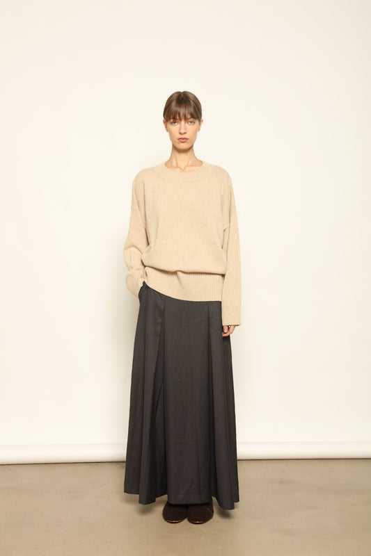 Natural Nena Round Neck Sweater - House of Woven Stories