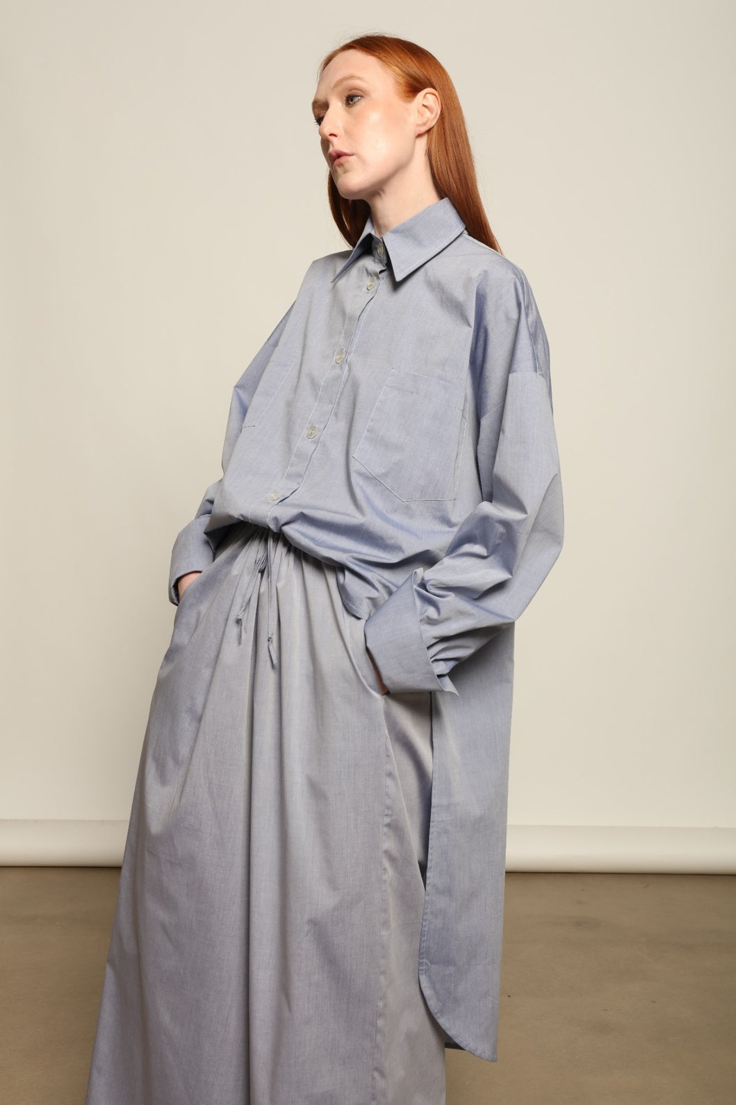 Bettina Dusty Blue Long Shirt - House of Woven Stories