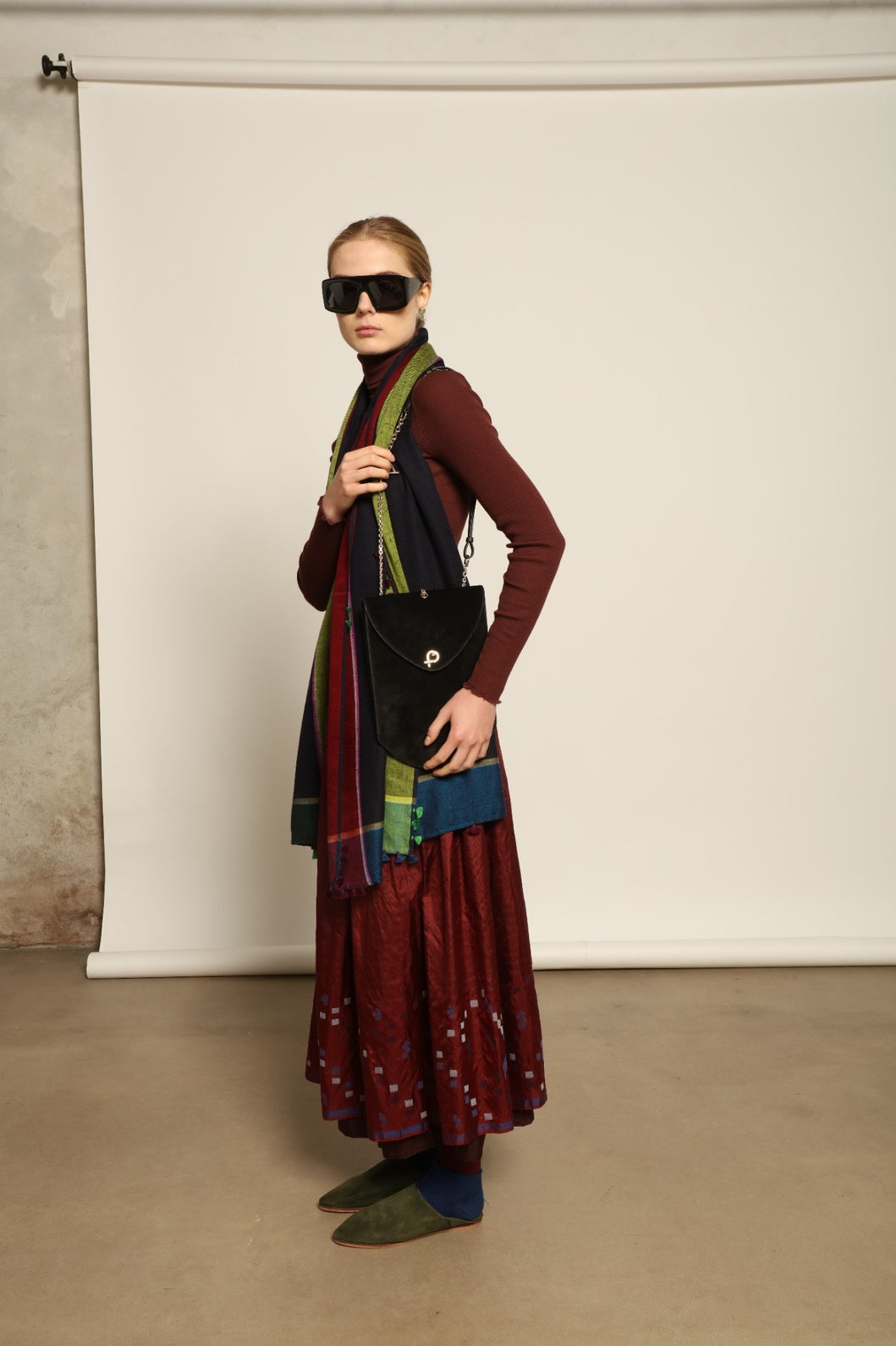 Baboush in Green Taupe Suede - House of Woven Stories