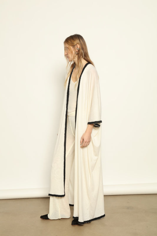 Natural White Long Cardigan - Mirror in the Sky