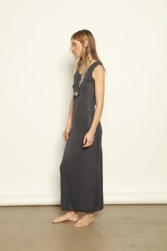 Indigo Ribbed Dress - Mirror in the Sky