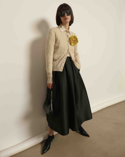 Moiré Heavy Black Skirt - Lunatica Milano