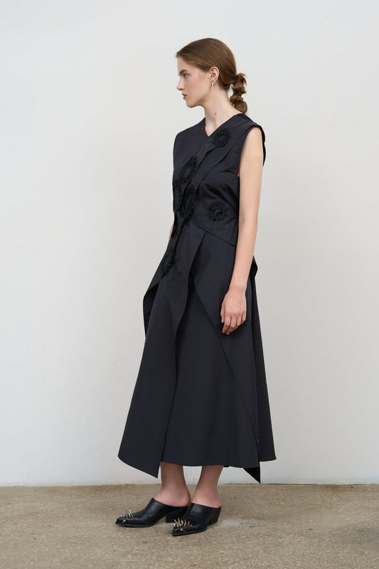 Layered Midi Dress with Embroidery - Litkovska