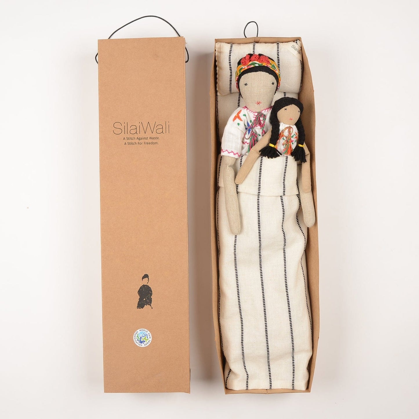 Frida handcrafted cloth dolls mother and daughter set by SilaiWali, sustainable upcycled fabric dolls at House of Woven Stories