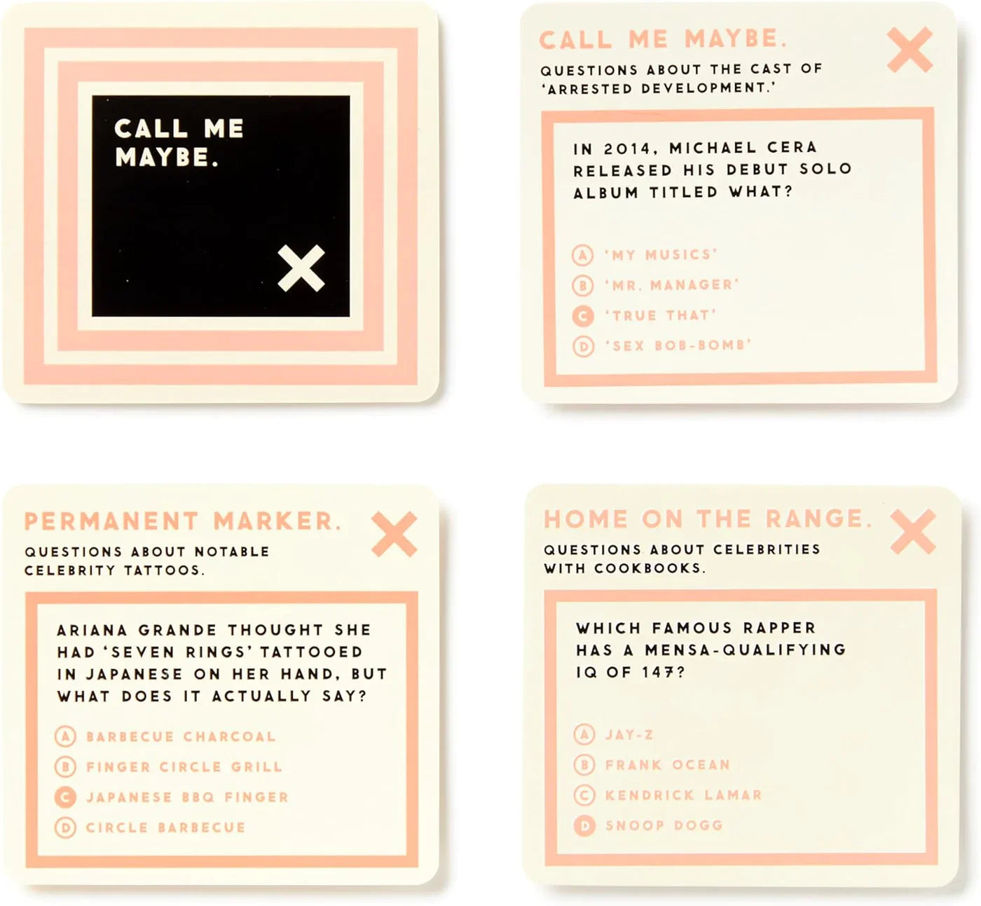 Irrelevant Celebrity Trivia card game box with 200 celebrity trivia cards by New Mags. Available at House of Woven Stories.