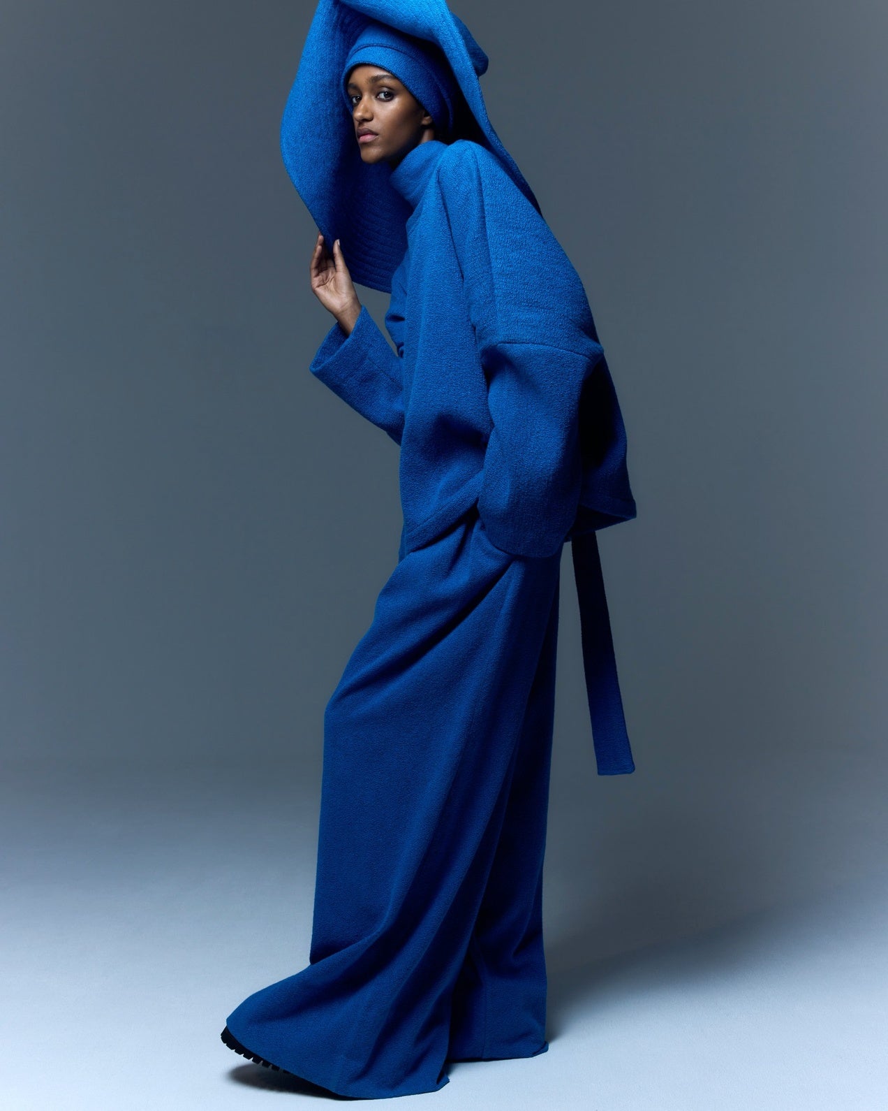 The Mid Rise French Blue Boucle Pant - Marrakshi Life