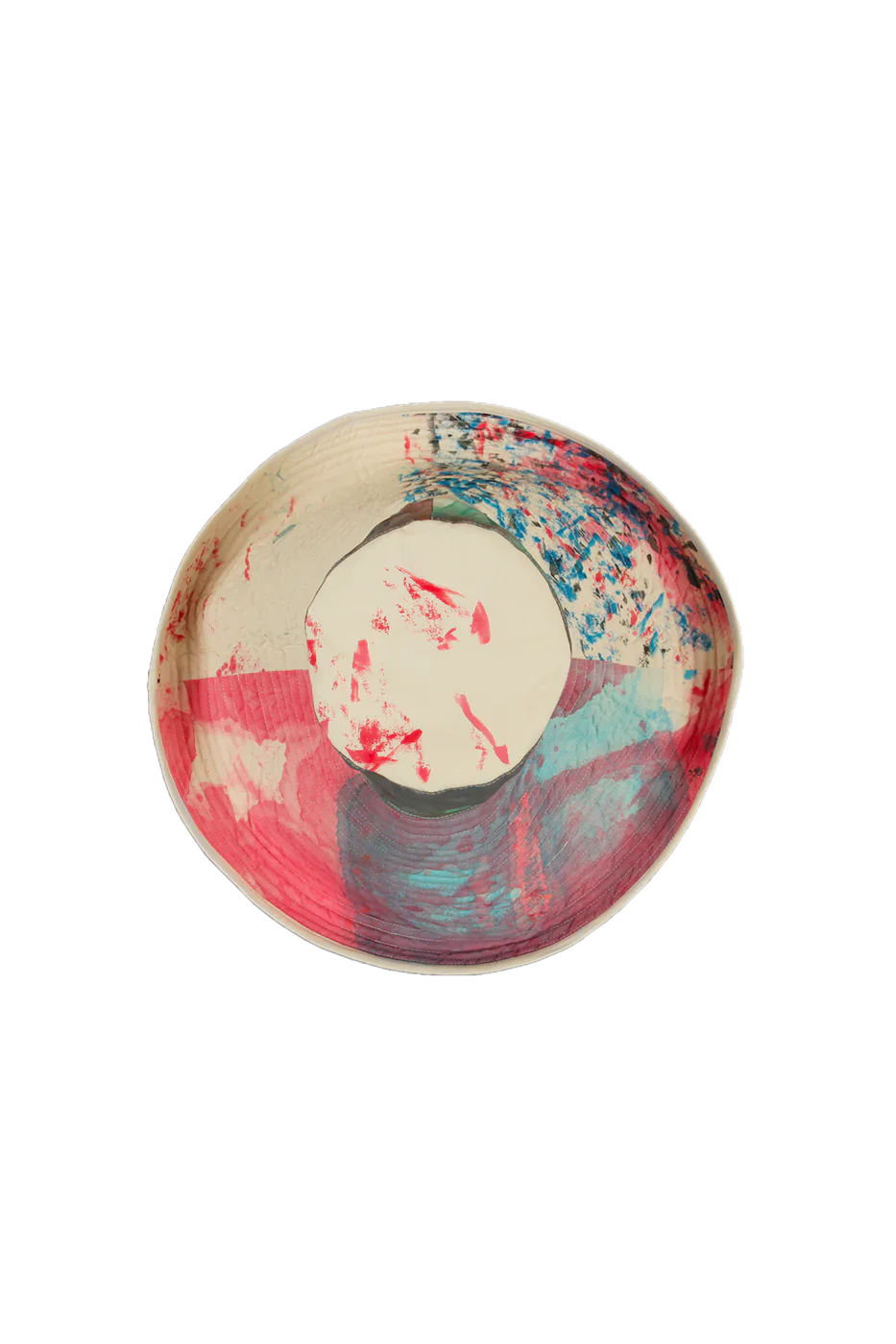 Reversible hat by Romualda, hand-painted and made in Spain using natural and sustainable materials. Unique, artisanal, and wearable art. Part of House of Woven Stories selection.