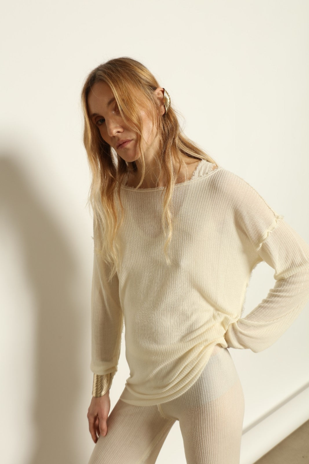 Anastasia Milk Yarn Sweater by Gudrun & Gudrun, part of House of Nomad Stories collection, sustainable milk fiber knitwear with soft silk-like texture and relaxed Nordic silhouette