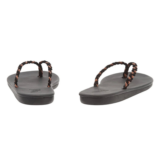 Saionara Crosta Flip Flop in black and brown suede by Ancient Greek Sandals, handmade in Greece with twisted straps, part of the House of Nomad Stories selection