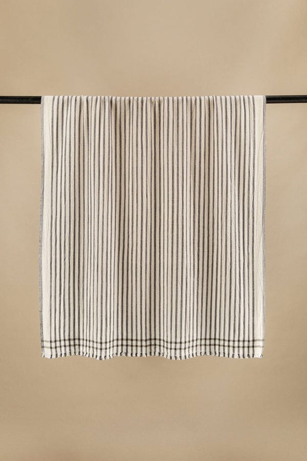 Handmade cotton plaid N°25 in Navy Blue by Moismont, crafted from 100% pure cotton, soft, durable, and timeless throw for sofa, bedroom, or cozy home decor