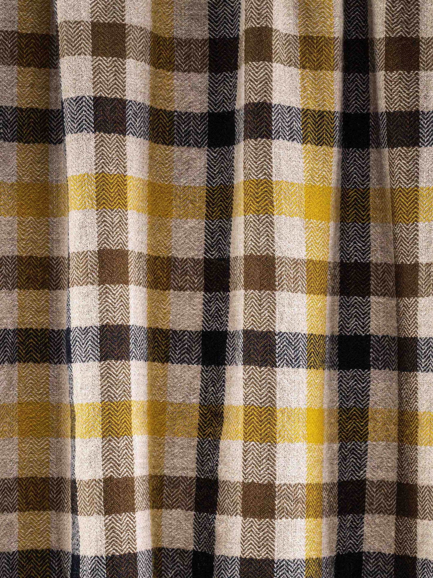 Plaid Cotton N°77 in Kaki by Moismont, handmade from 100% merino wool, soft, luxurious, and timeless throw for sofa, bedroom, or cozy home decor
