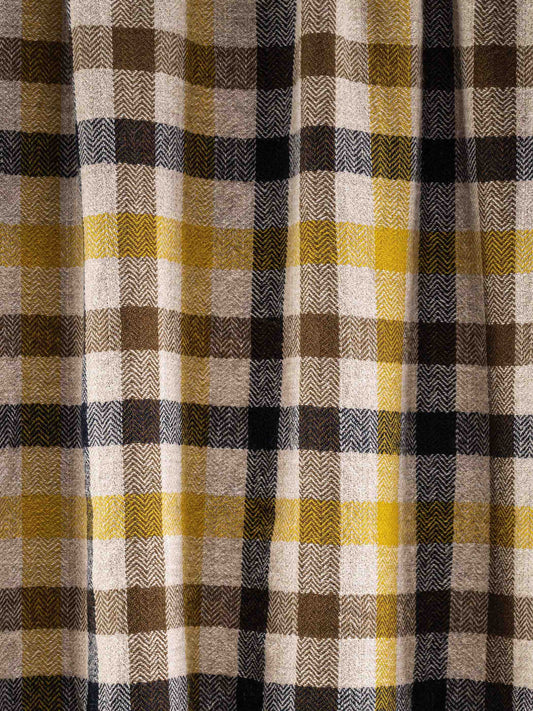 Plaid Cotton N°77 in Kaki by Moismont, handmade from 100% merino wool, soft, luxurious, and timeless throw for sofa, bedroom, or cozy home decor
