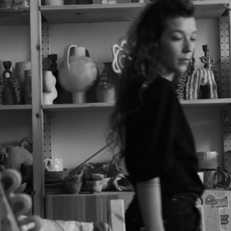 Sophie Agullo, founder and designer of Clandestine Céramique, creating handcrafted ceramics in her studio in Galicia, Spain.