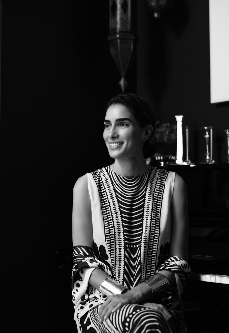 Portrait of Tessa El Sakhi El Maalouli, Lebanese-Polish-Syrian designer based in Venice and Beirut, creating immersive, sustainable, and sensory spaces that blend tradition, craftsmanship, and natural materials.