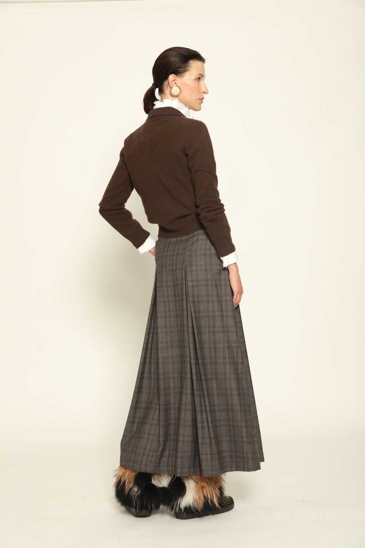 Londra Brown Checked Skirt - House of Woven Stories