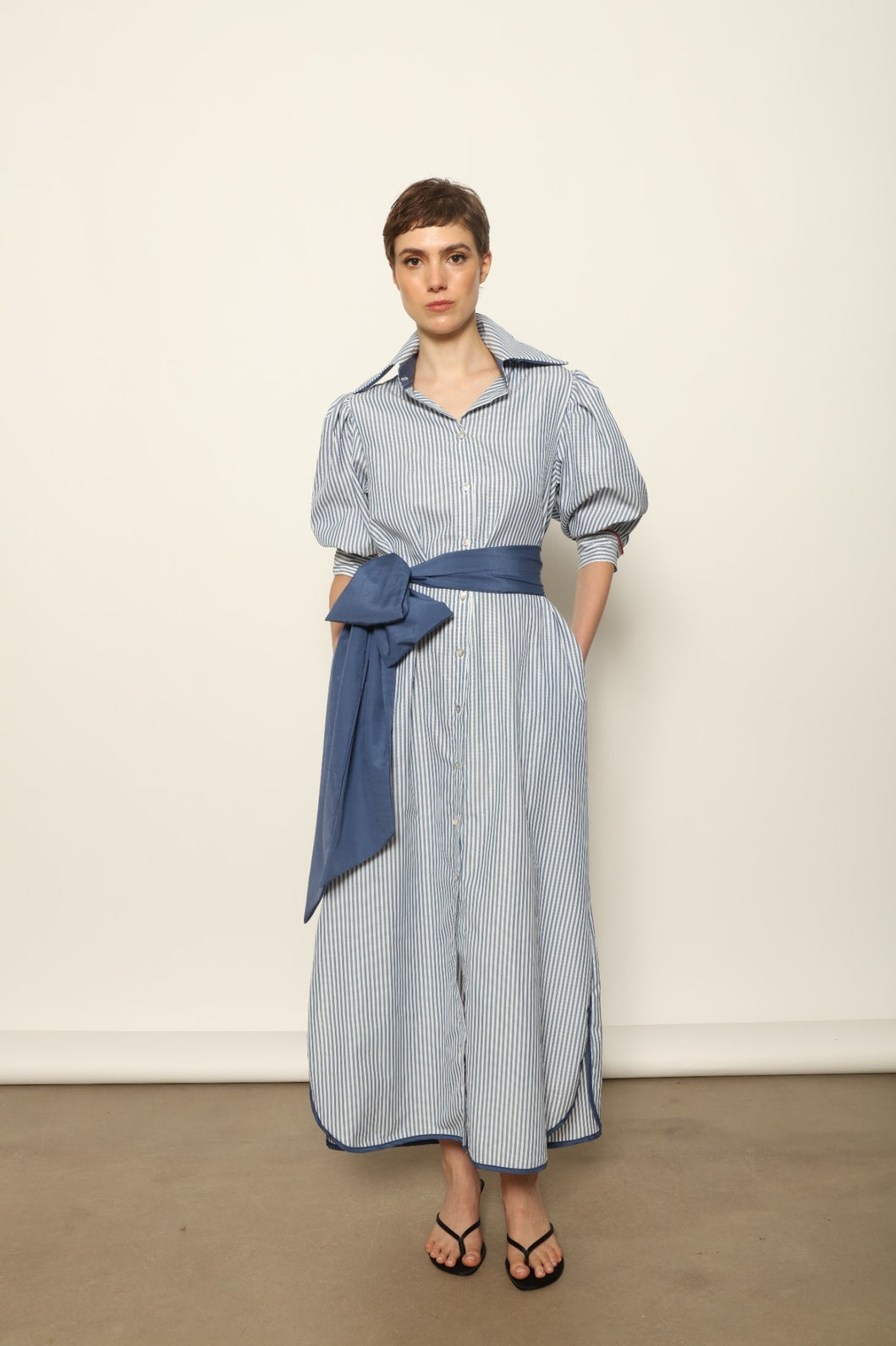 Bettina White Navy Striped Dress - House of Woven Stories