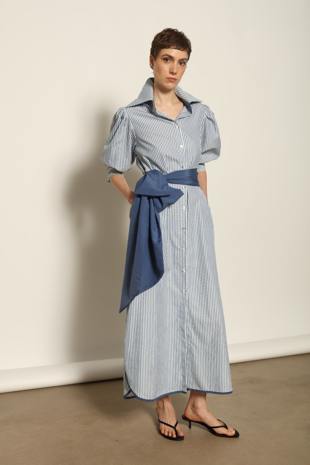 Bettina White Navy Striped Dress - House of Woven Stories