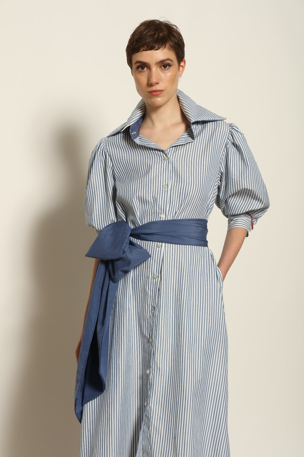 Bettina White Navy Striped Dress - House of Woven Stories