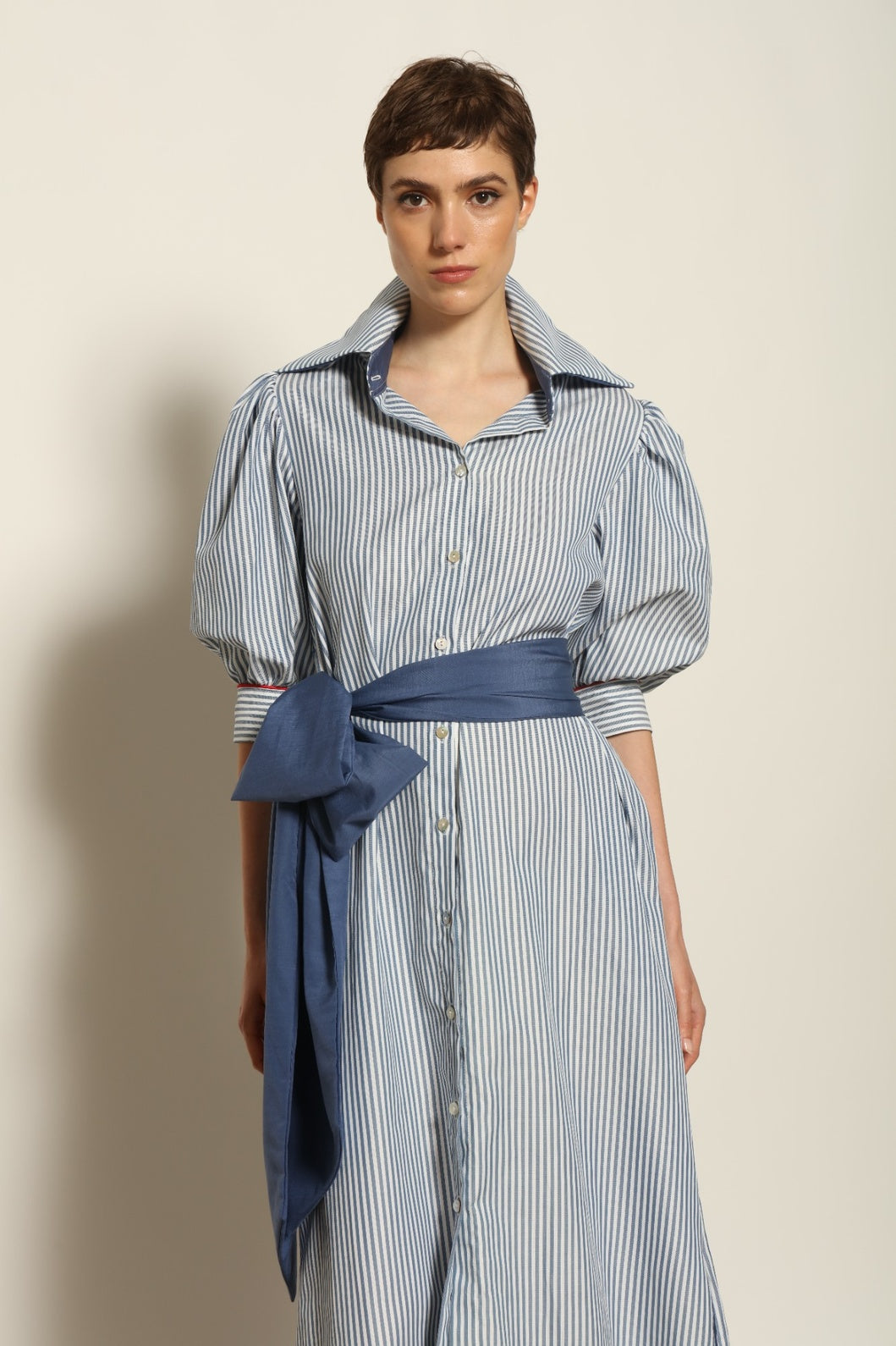 Bettina White Navy Striped Dress - House of Woven Stories