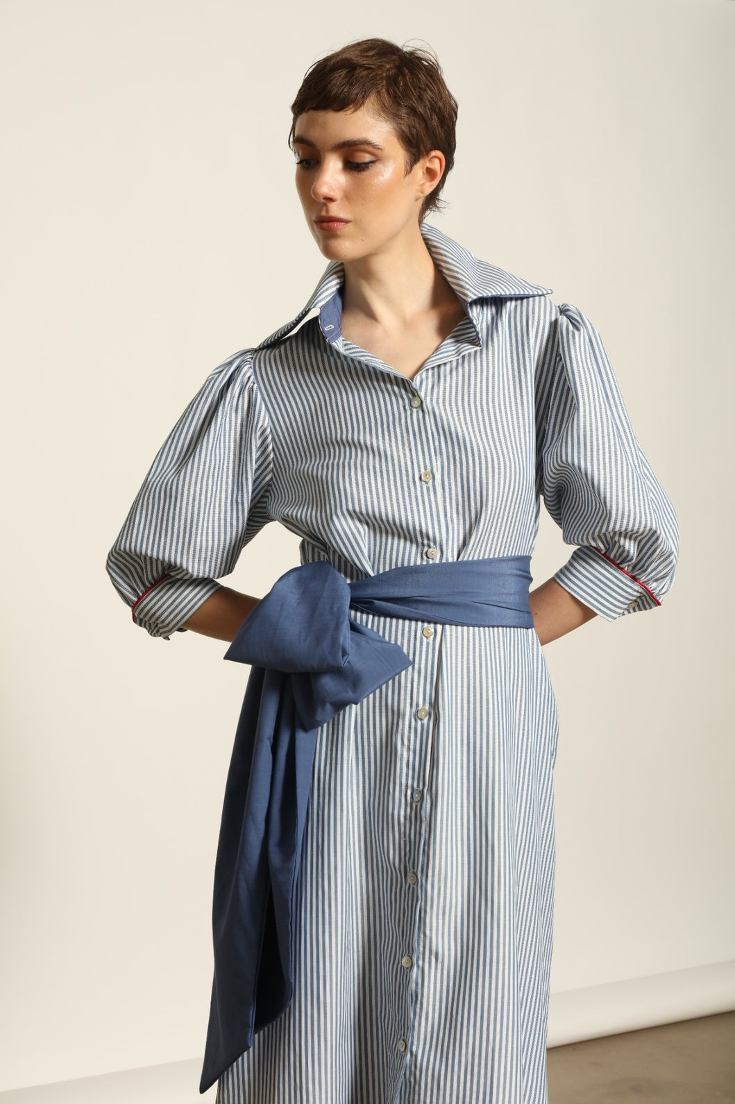 Bettina White Navy Striped Dress - House of Woven Stories