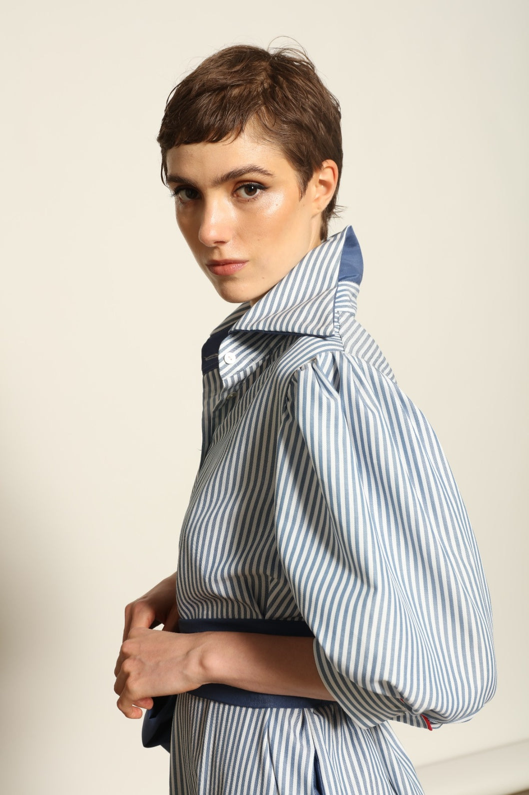 Bettina White Navy Striped Dress - House of Woven Stories