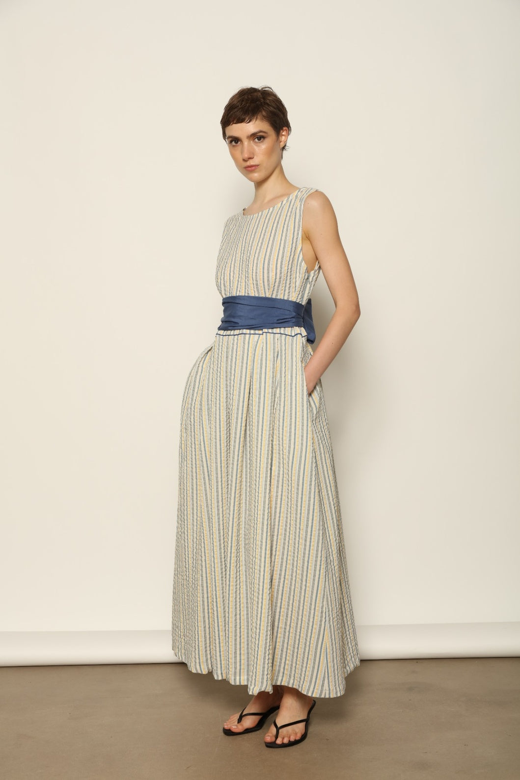 Tamara Seersucker Silk Dress - House of Woven Stories
