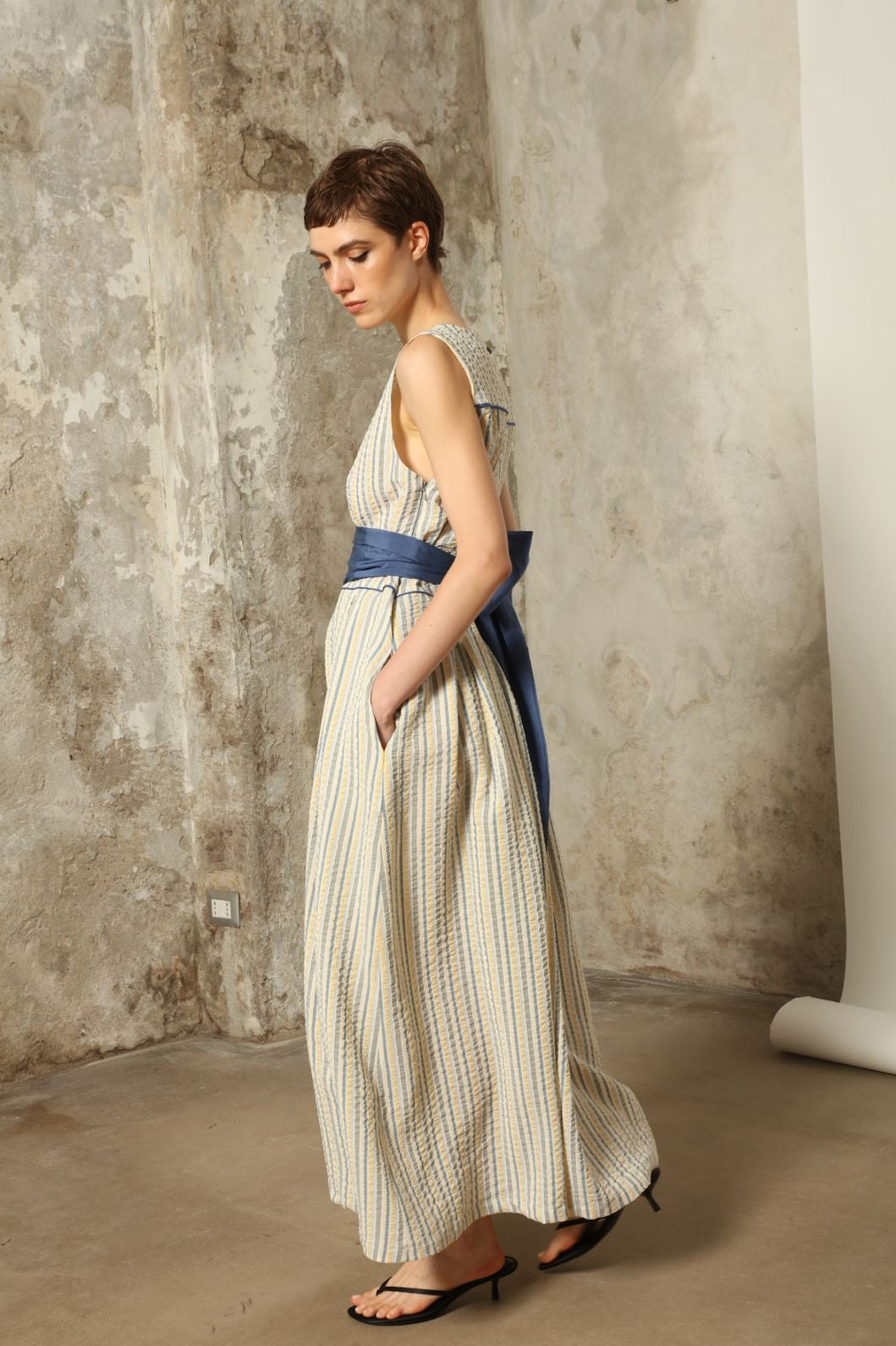 Tamara Seersucker Silk Dress - House of Woven Stories