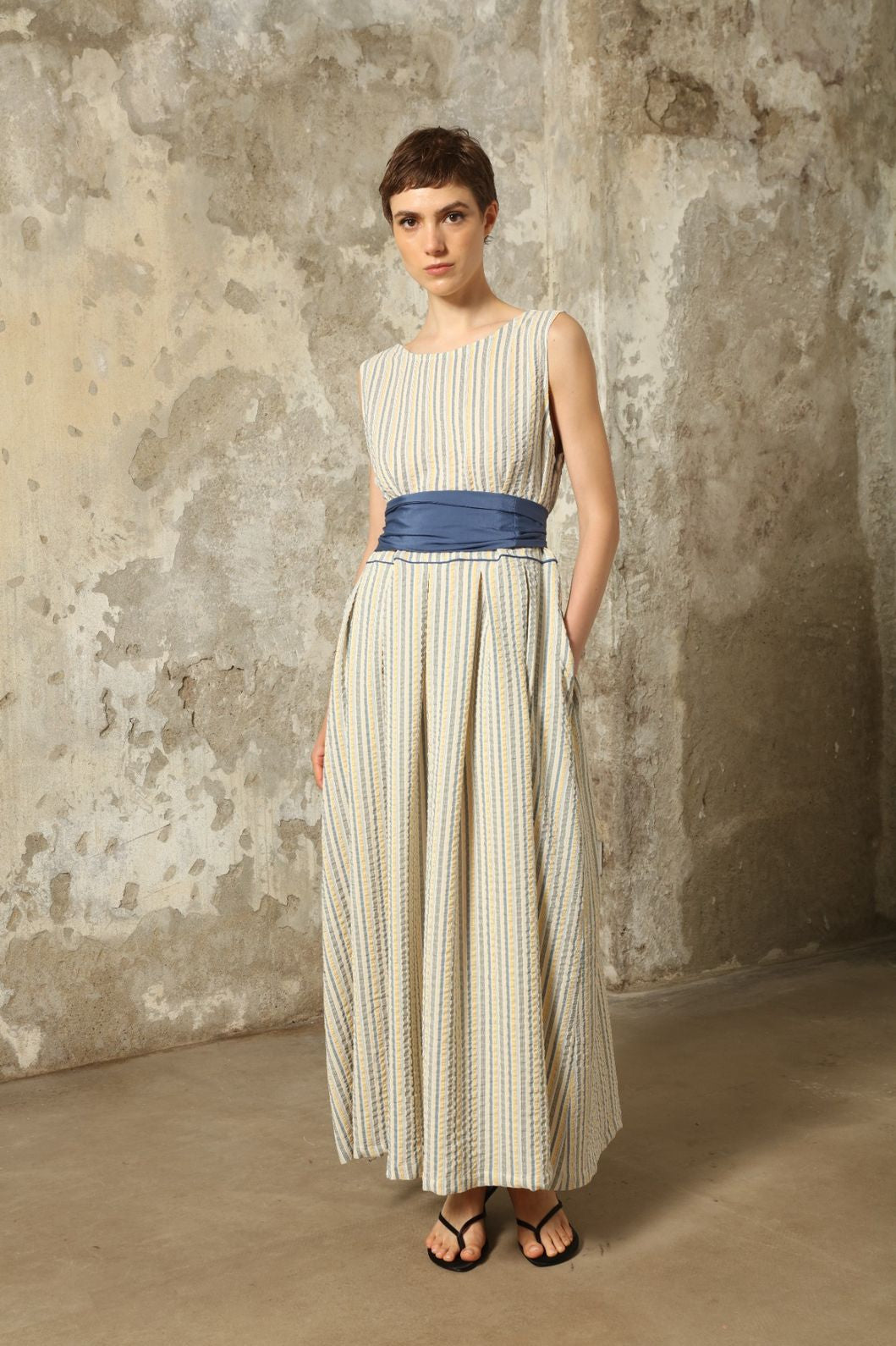 Tamara Seersucker Silk Dress - House of Woven Stories