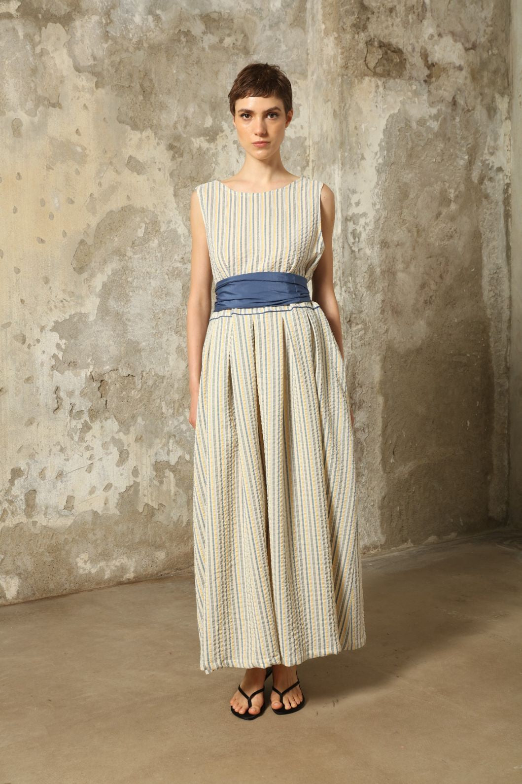 Tamara Seersucker Silk Dress - House of Woven Stories