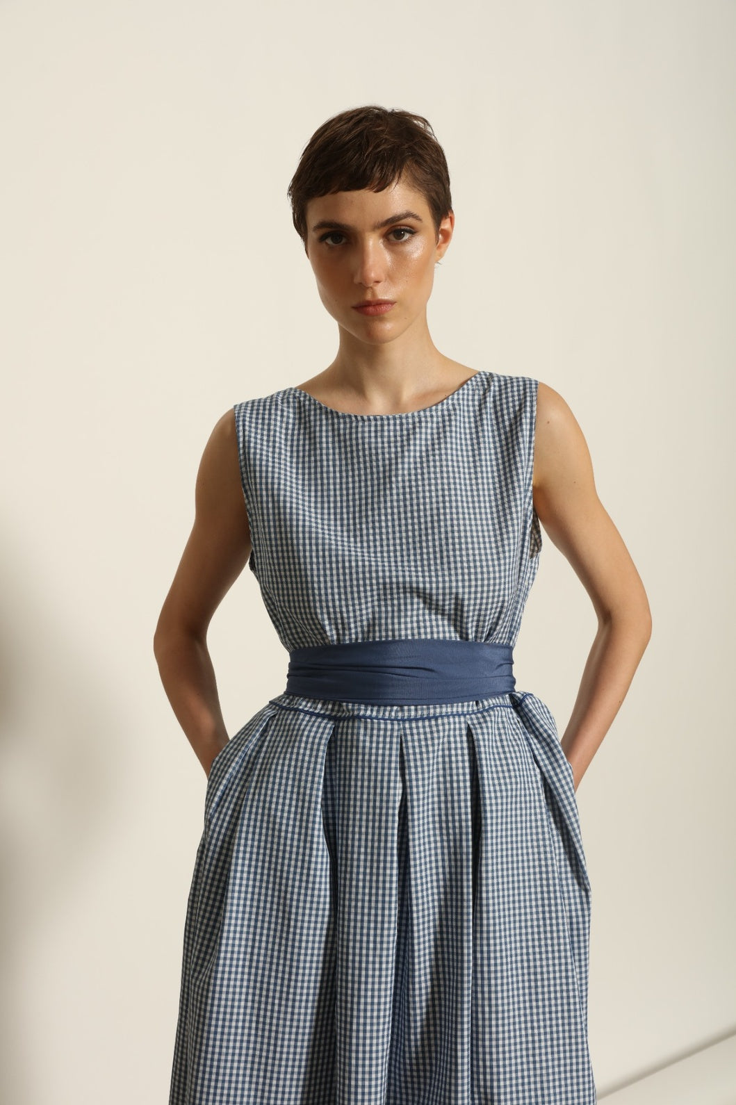 Tamara Blue Vichy Dress - House of Woven Stories