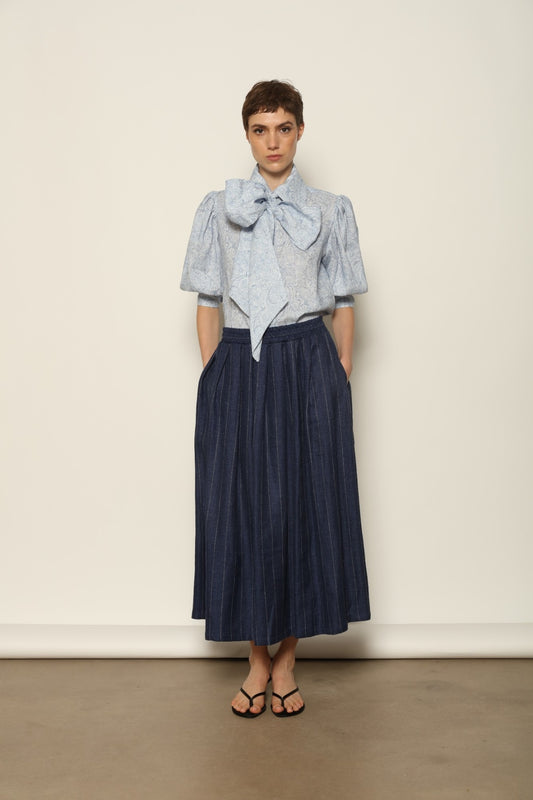 Seoul Cobalt Blue and White Skirt - House of Woven Stories