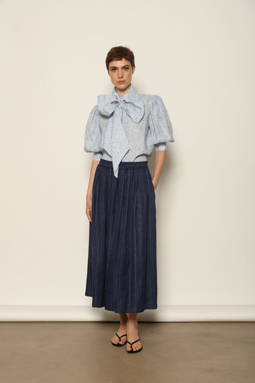 Seoul Cobalt Blue and White Skirt - House of Woven Stories