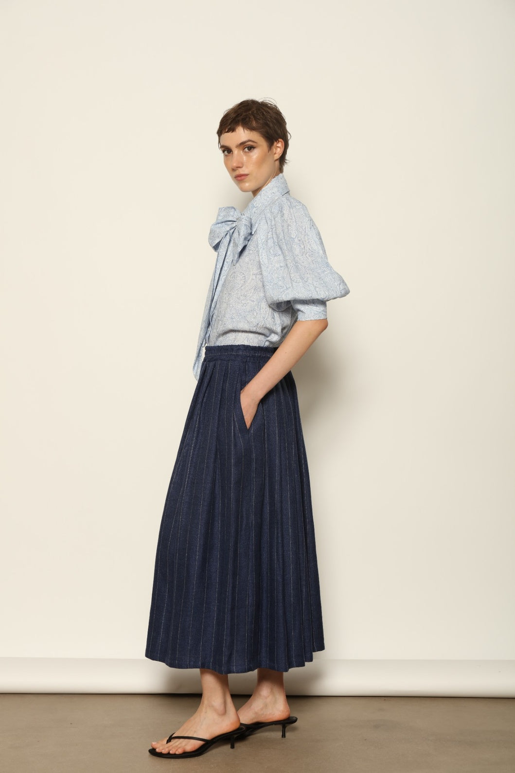 Seoul Cobalt Blue and White Skirt - House of Woven Stories