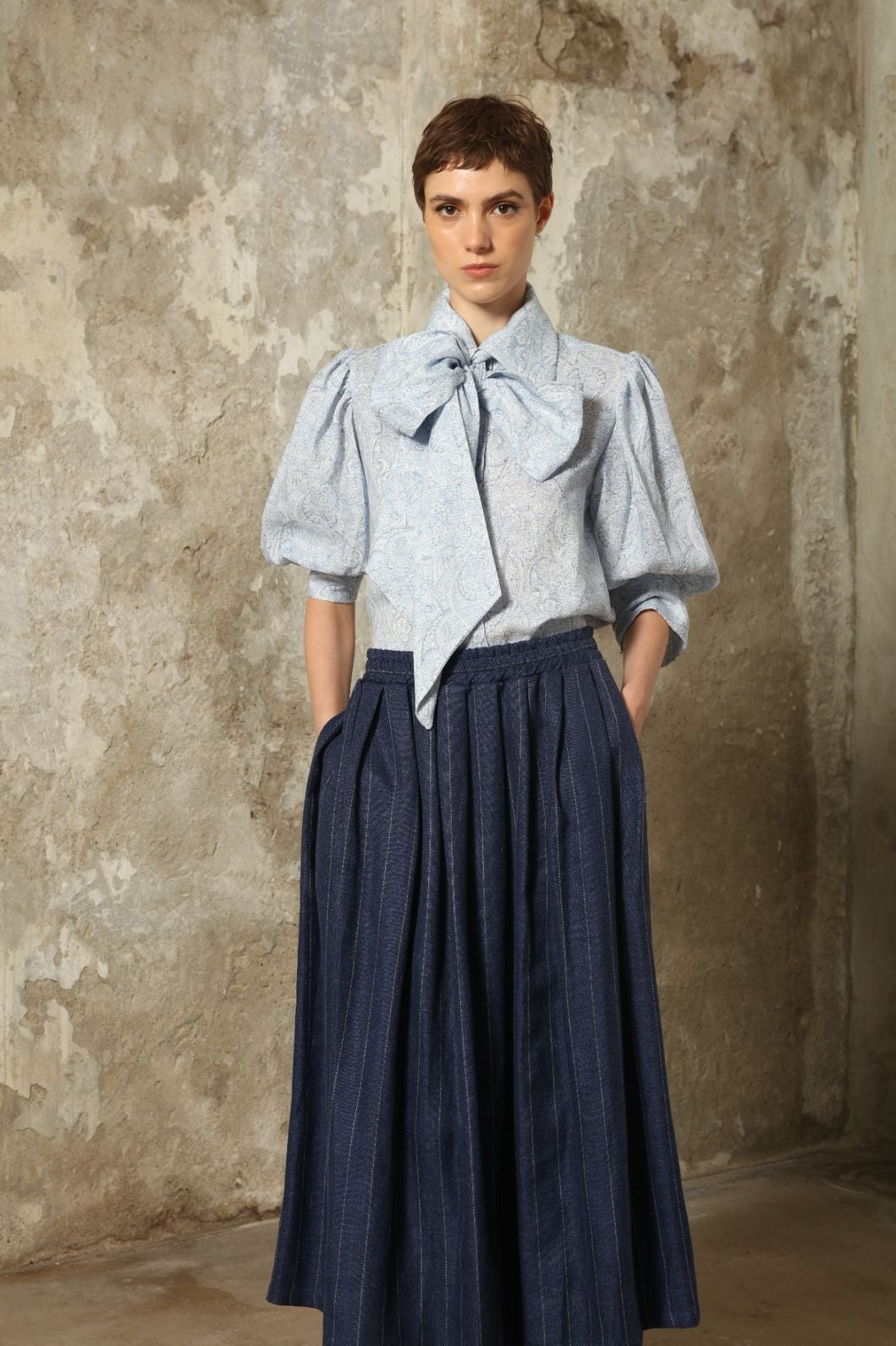Seoul Cobalt Blue and White Skirt - House of Woven Stories