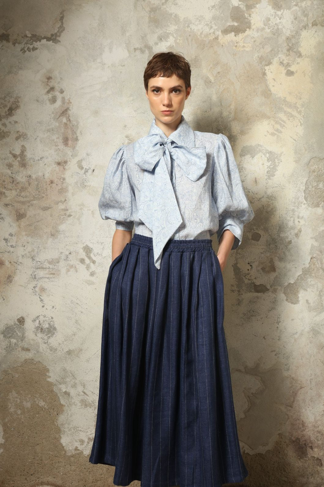 Seoul Cobalt Blue and White Skirt - House of Woven Stories