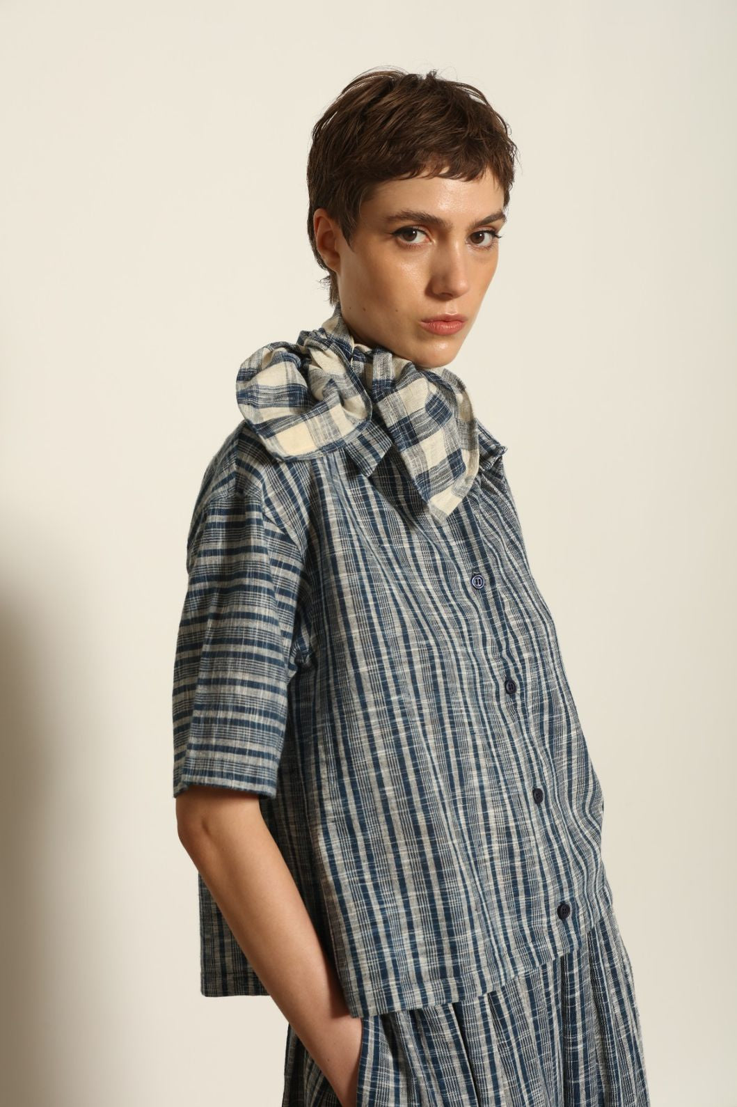 Serena Checked Foulard - House of Woven Stories