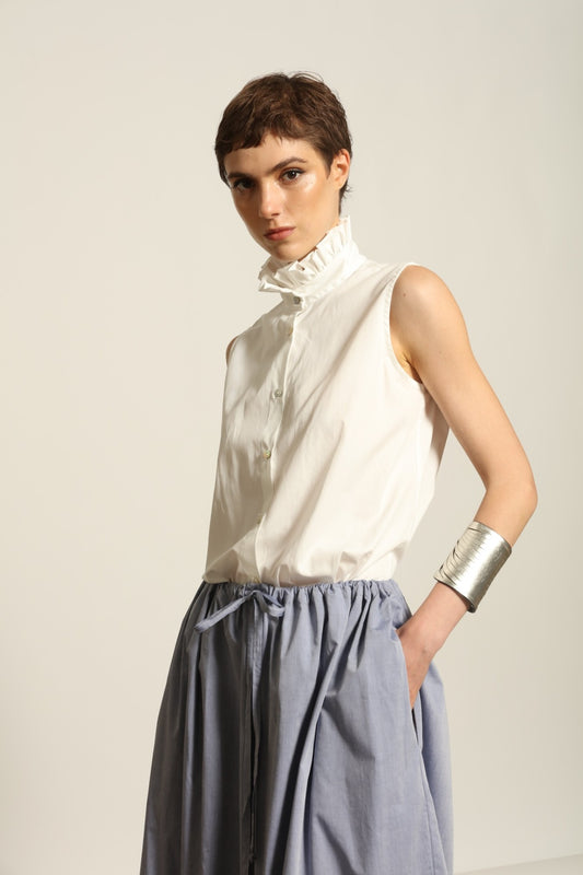 Karin Sleeveless White Blouse - House of Woven Stories