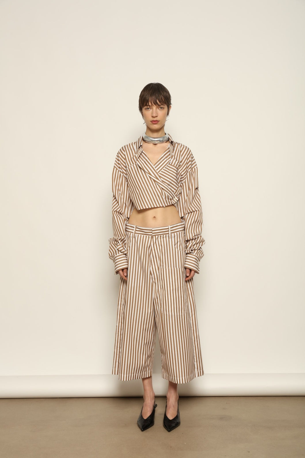 Carla Rust Striped Bermuda - Maison Jejia