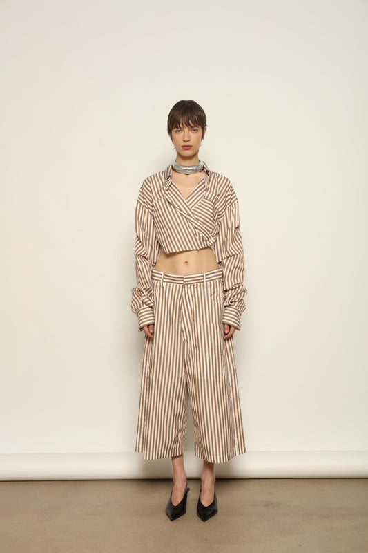 Carla Rust Striped Bermuda - Maison Jejia