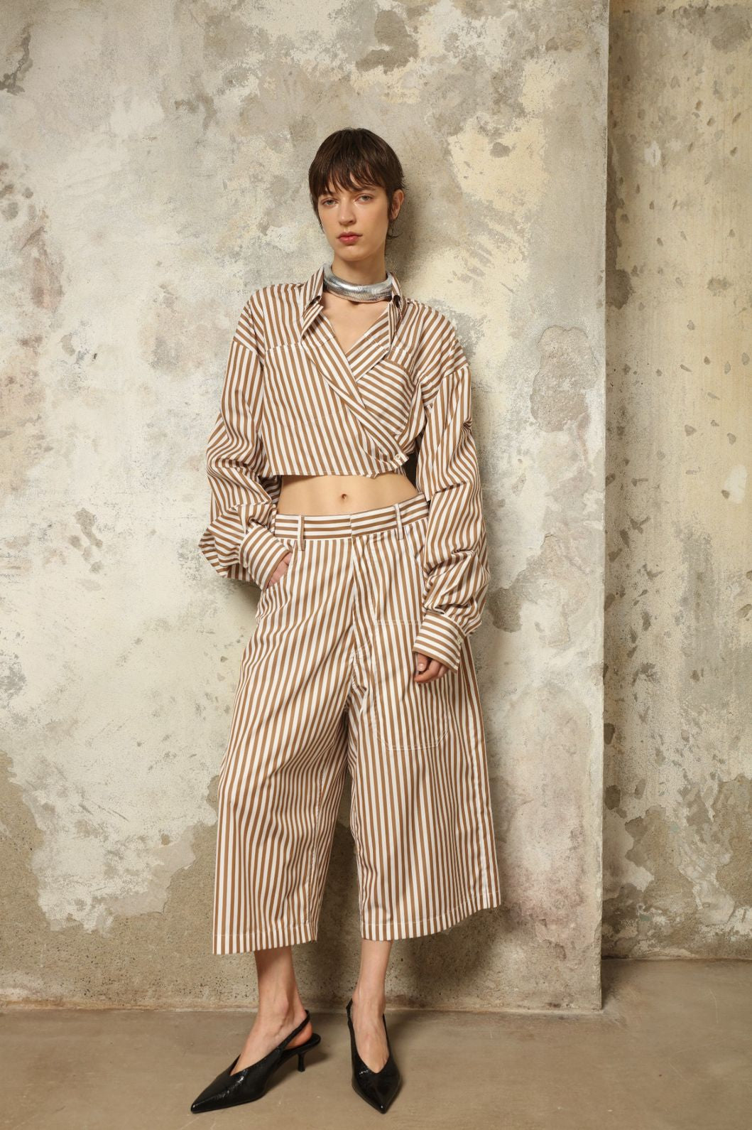 Gina Rust Stripes Shirt - Maison Jejia