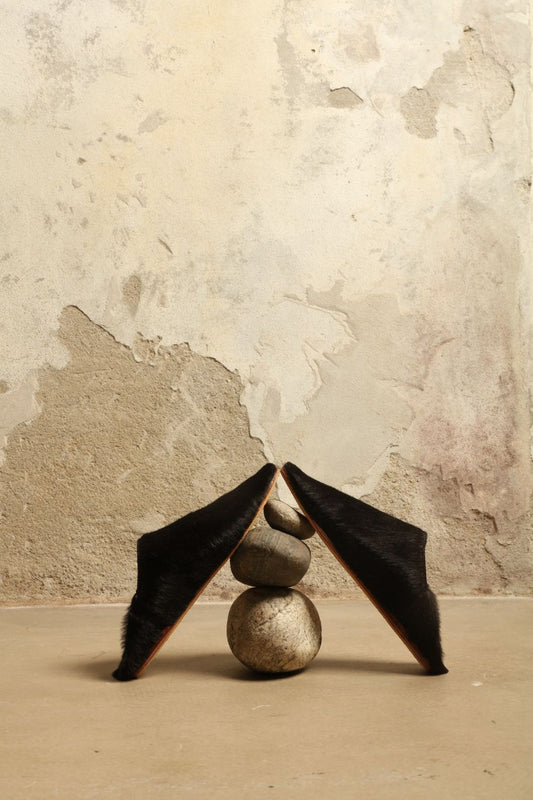 Baboush in Black Cowhide - House of Woven Stories