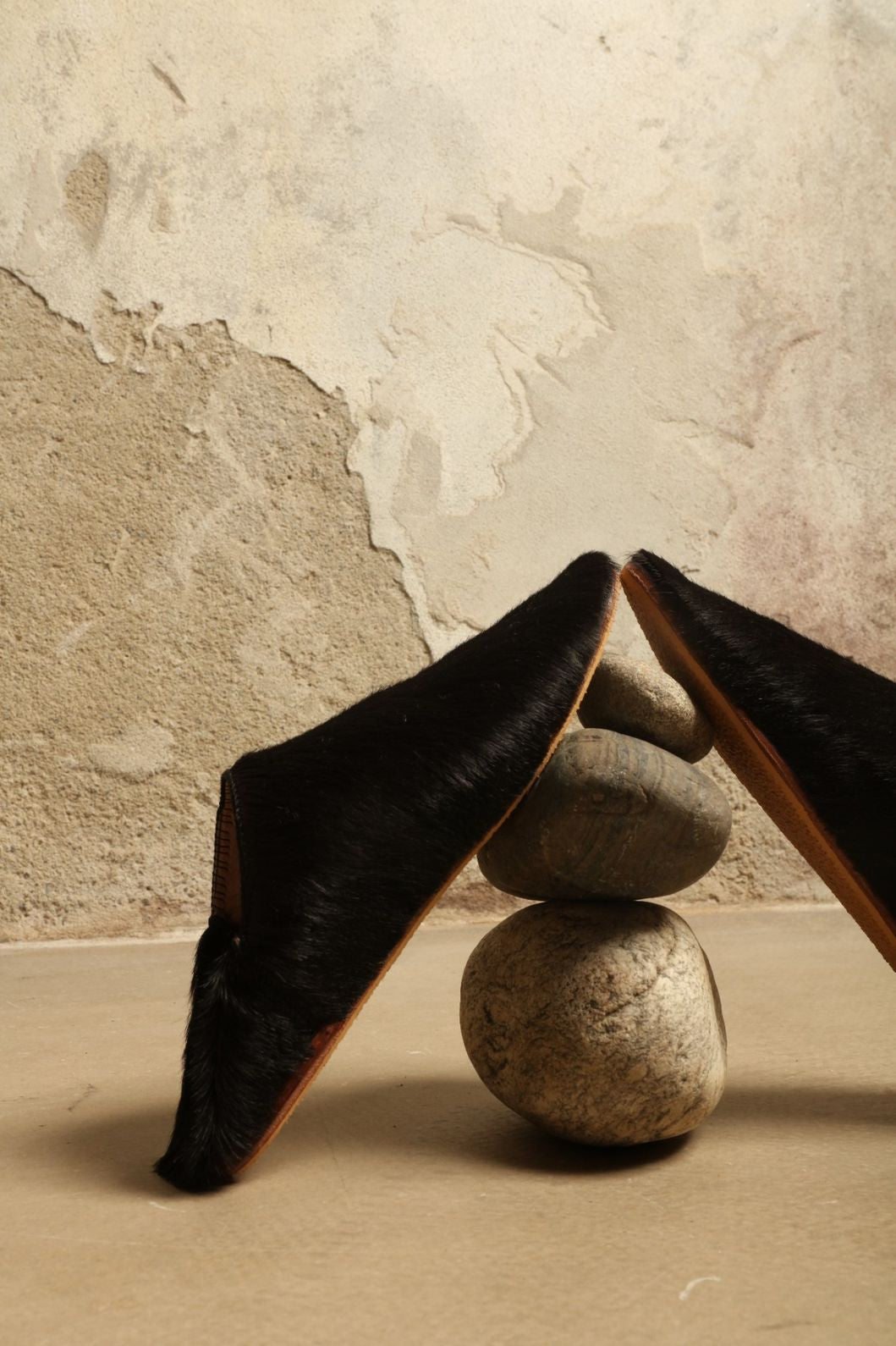 Baboush in Black Cowhide - House of Woven Stories
