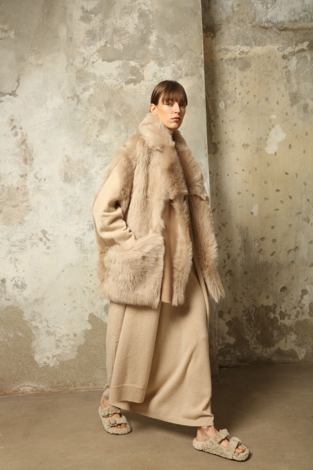 Toscana Sabbia Shearling Vest - Blancha