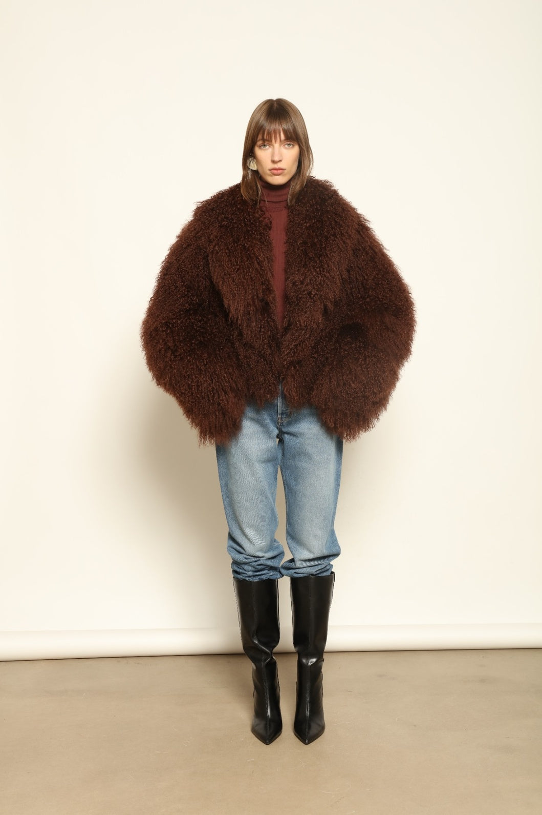 Mongolia Chocolate Shearling Jacket - Blancha