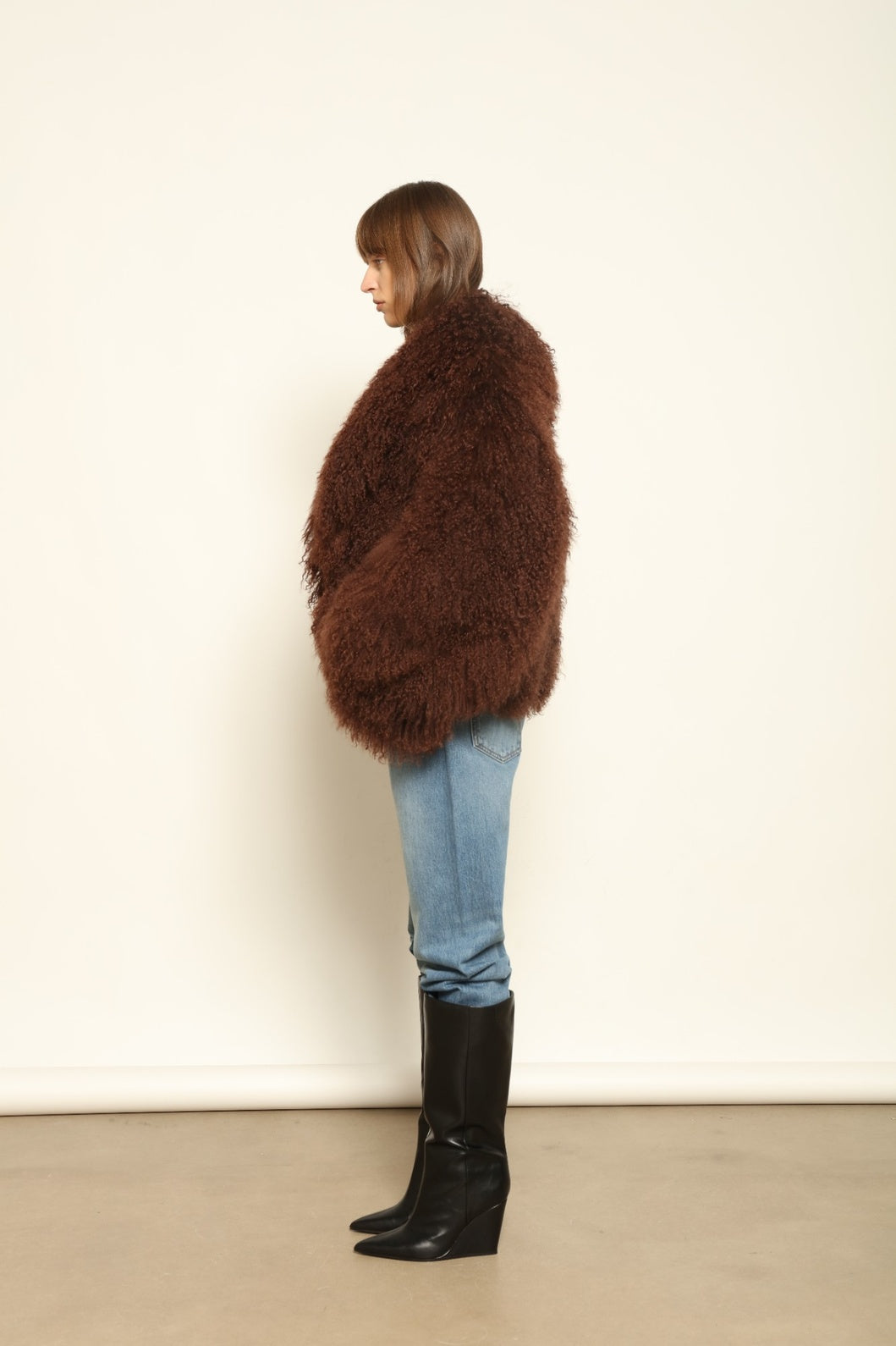 Mongolia Chocolate Shearling Jacket - Blancha