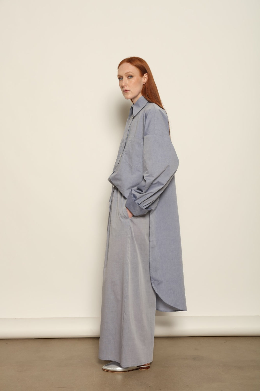 Bettina Dusty Blue Long Shirt - House of Woven Stories