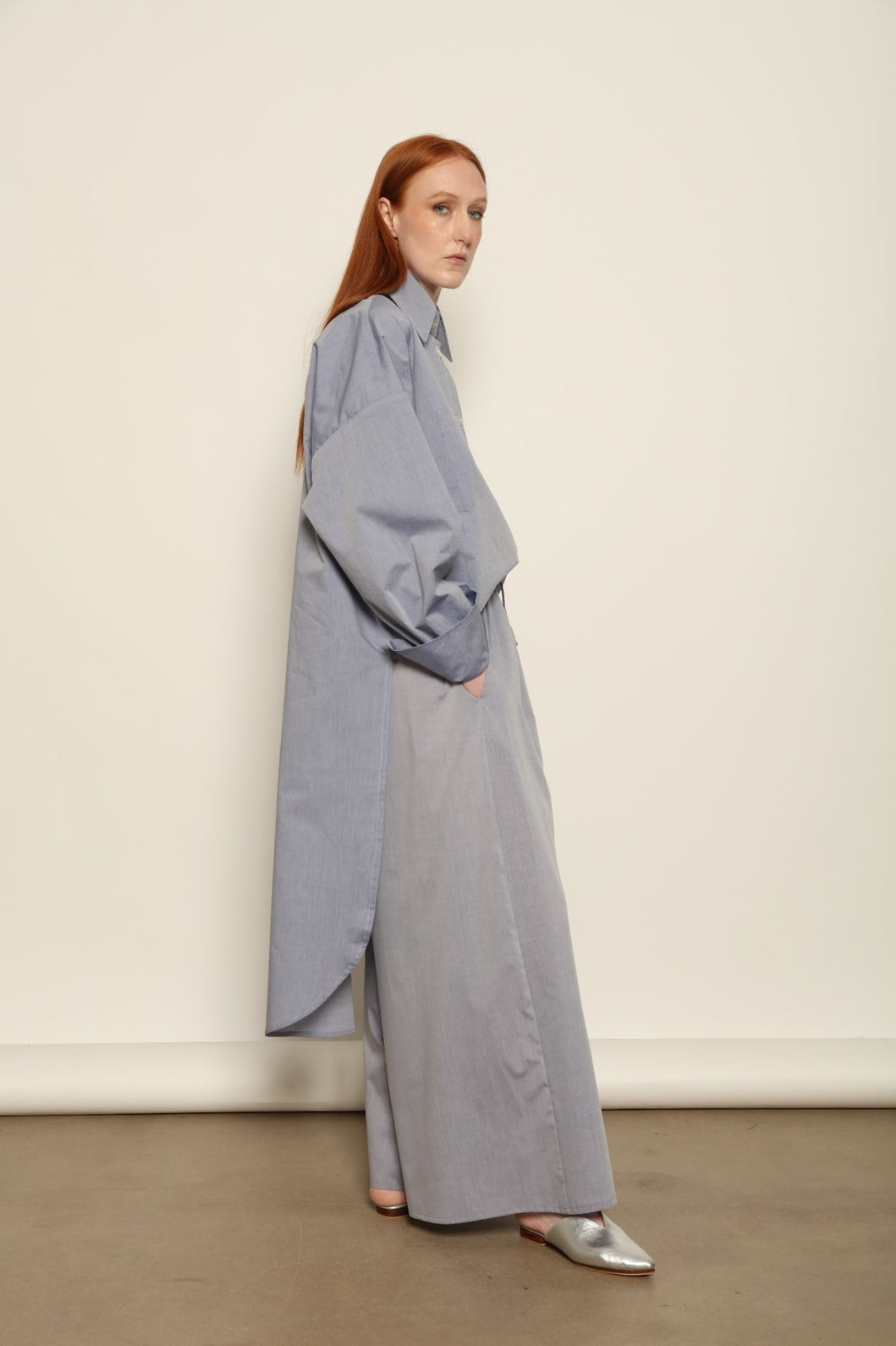 Bettina Dusty Blue Long Shirt - House of Woven Stories