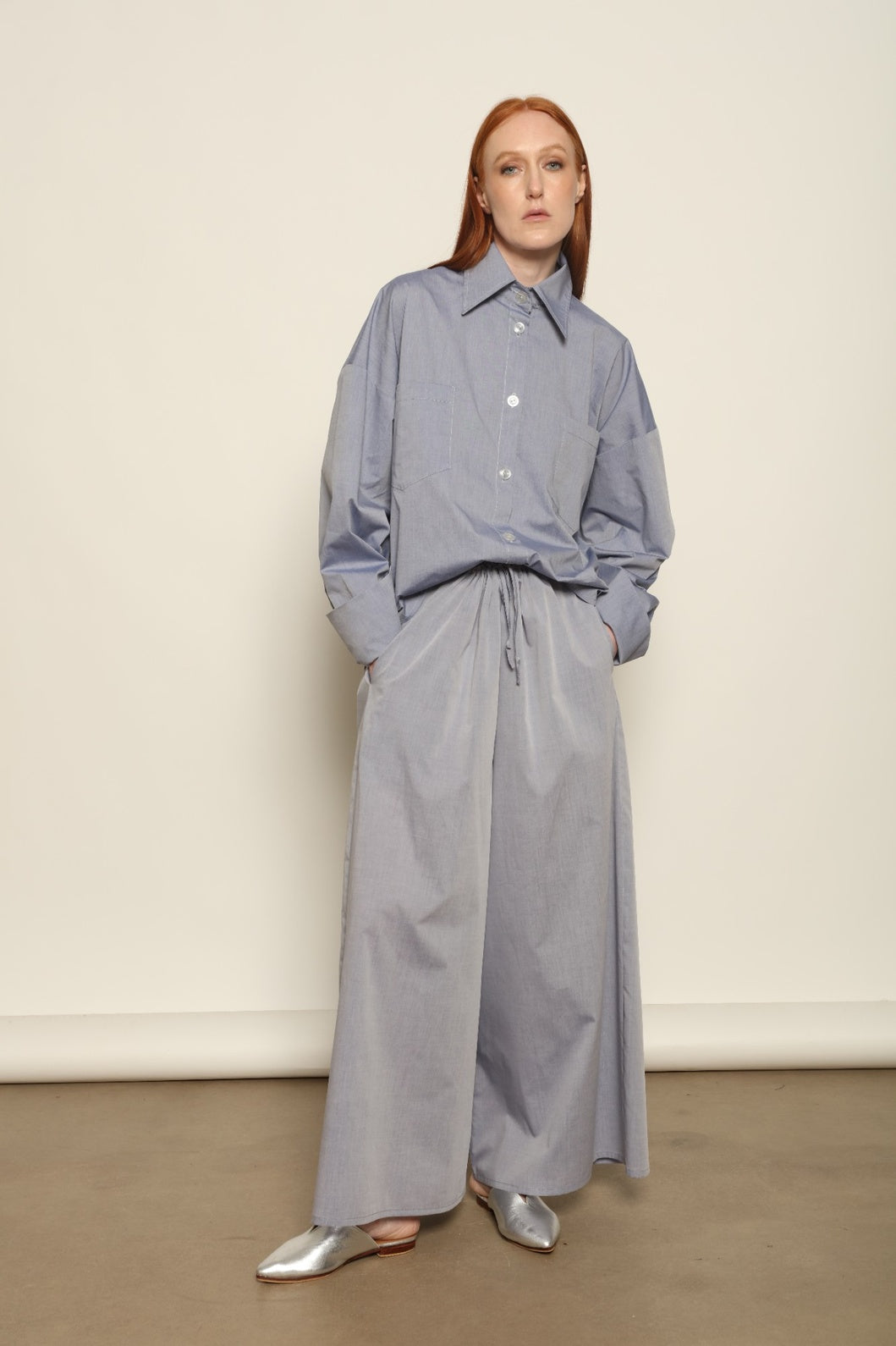 Bettina Dusty Blue Long Shirt - House of Woven Stories